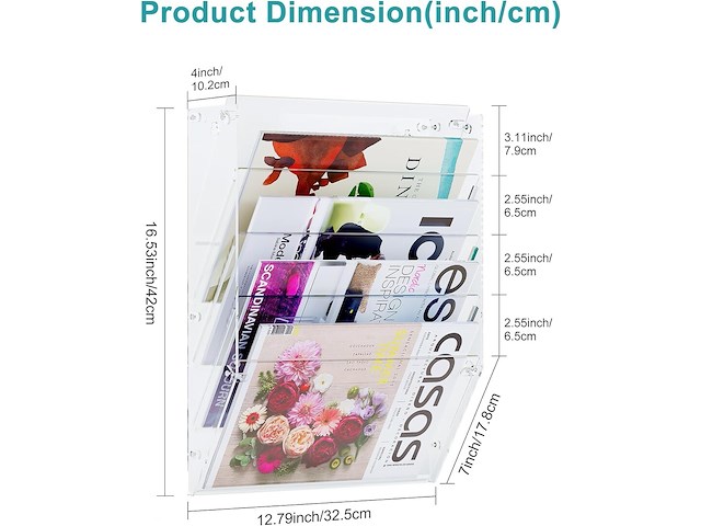 Solinxe hangende documentenhouder acryl 5 vakken - afbeelding 1 van  4