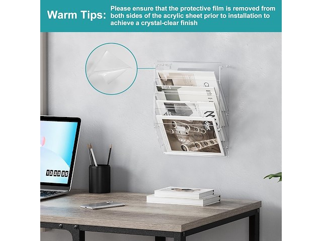 Solinxe hangende documentenhouder acryl 5 vakken - afbeelding 4 van  4