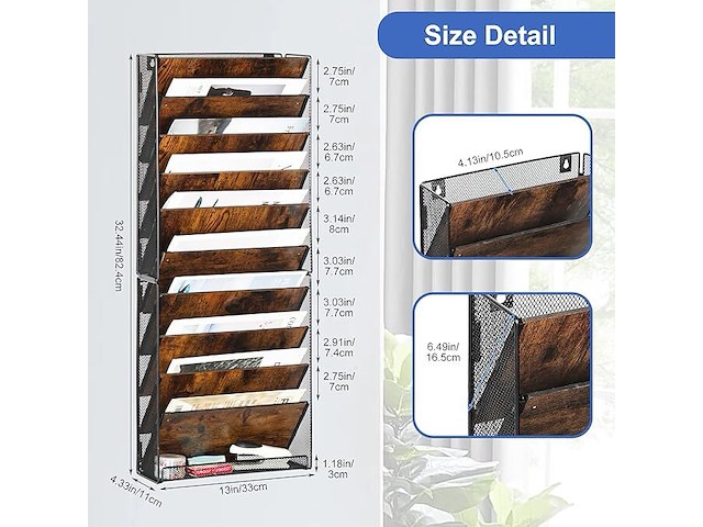 Solinxe hangende/ staande documentmap 10 houten vakken - afbeelding 3 van  4