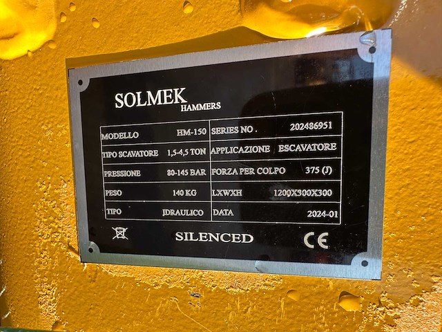 Solmek - 2024 - hm-150 - hydraulische hamer - afbeelding 8 van  8