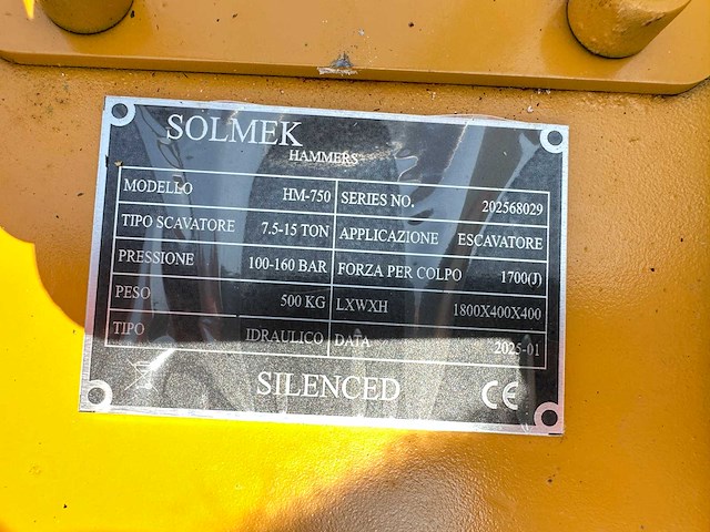 Solmek - 2025 - hm-750 - hydraulische hamer - afbeelding 3 van  11