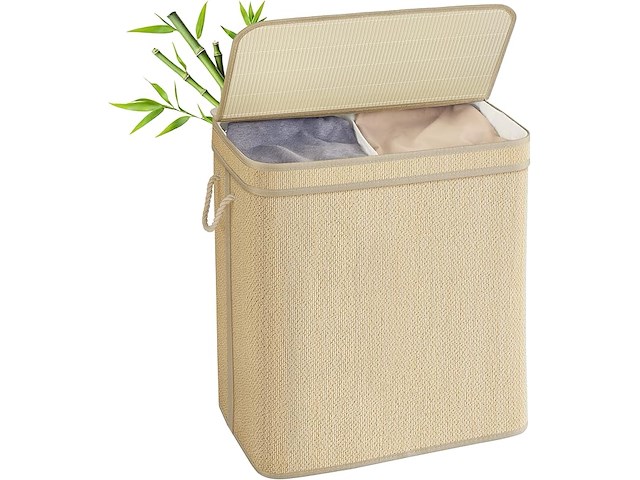 Songmics wasmand met 2 compartimenten - afbeelding 1 van  2