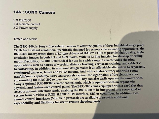 Sony brc-300 kleuren videocamera - afbeelding 4 van  4