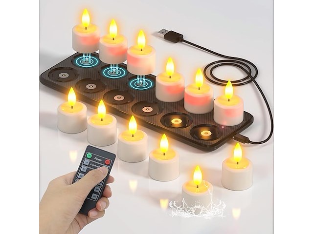 Soulbay oplaadbare theelichtjes, 12 stuks - afbeelding 1 van  4