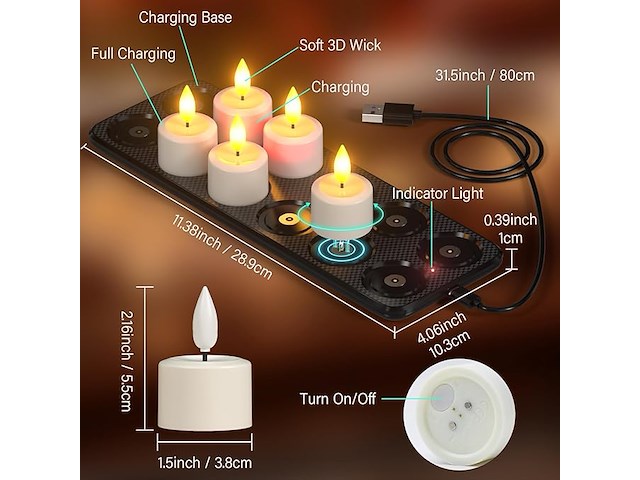 Soulbay oplaadbare theelichtjes, 12 stuks - afbeelding 4 van  4