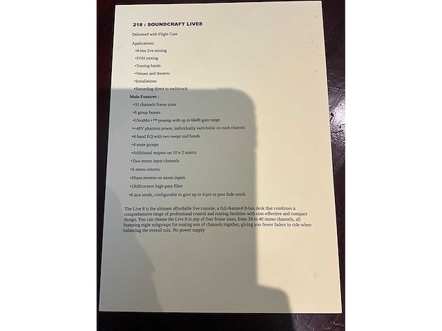 Soundcraft live8 analoge mengtafel - afbeelding 8 van  8
