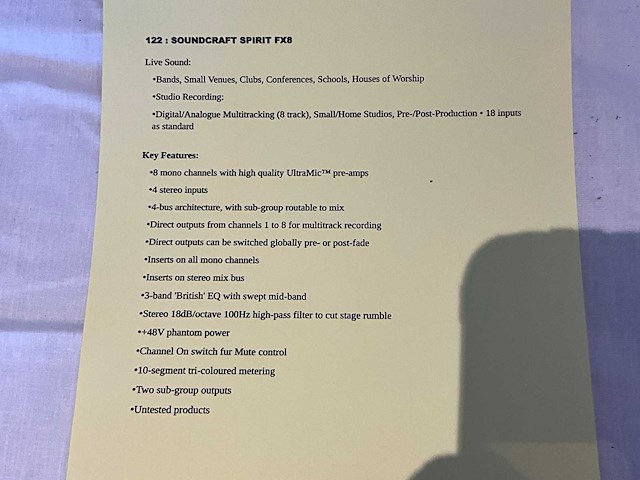 Soundcraft spirit fx8 analoge mengtafel - afbeelding 5 van  5