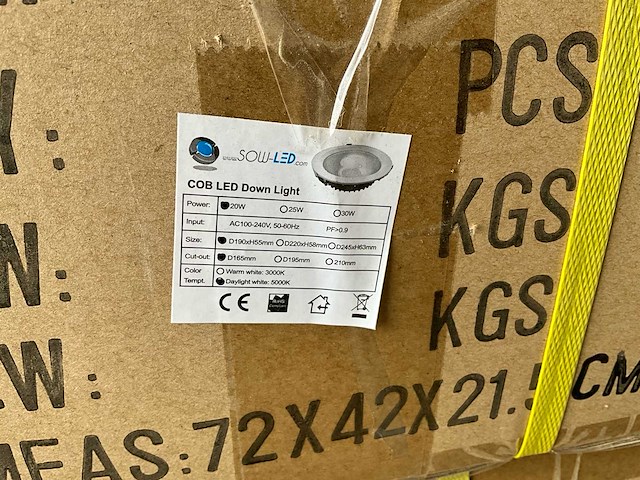 Sowled 190mm 20w 5000k cob-lichtbron (41x) - afbeelding 2 van  10