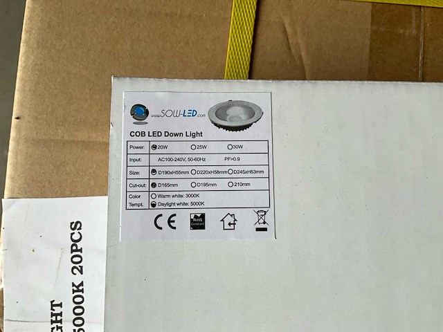 Sowled 190mm 20w 5000k cob-lichtbron (41x) - afbeelding 8 van  10