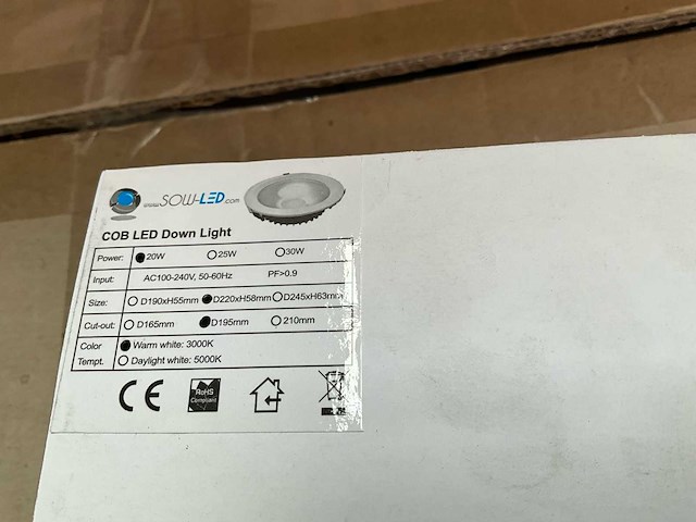 Sowled 220mm 20w 3000k cob-lichtbron (90x) - afbeelding 8 van  9