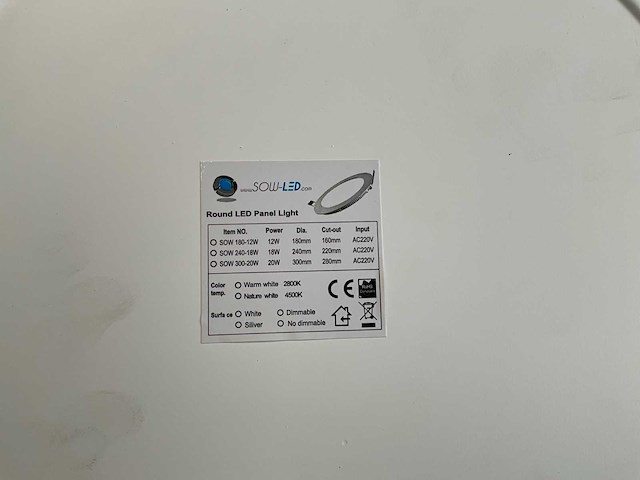 Sowled 300mm 20w 4500 k smd lichtbron (54x) - afbeelding 7 van  10