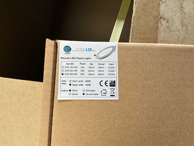 Sowled 300mm 20w 4500 k smd lichtbron (54x) - afbeelding 8 van  10