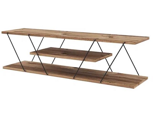 Spanplaat en metalen tv-meubel met drie planken - afbeelding 3 van  7