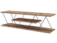 Spanplaat en metalen tv-meubel met drie planken - afbeelding 3 van  7