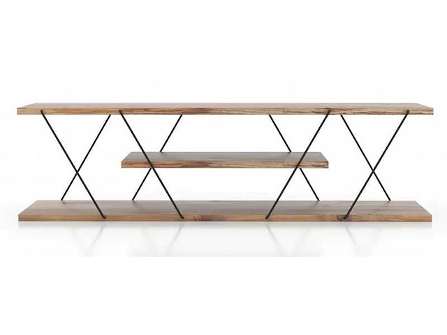 Spanplaat en metalen tv-meubel met drie planken - afbeelding 4 van  7