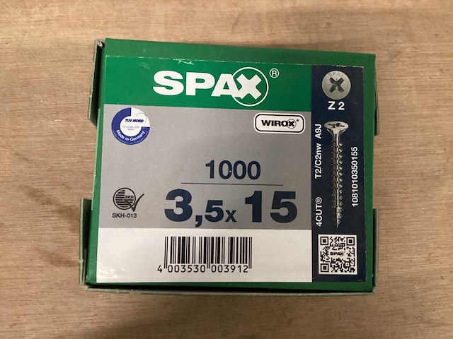 Spax spaanplaatschroef 3,5 x 15 mm pz2 (7x) - afbeelding 1 van  3