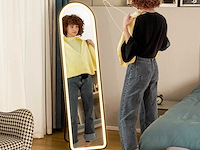 Spiegel van de volledige lengte, 150 x 40 cm, vrijstaande spiegel met dimbare led-verlichting - afbeelding 1 van  8