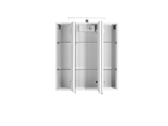 Spiegelkast bobbi 60cm model 2 3 deuren & ledverlichting - wit - afbeelding 1 van  4