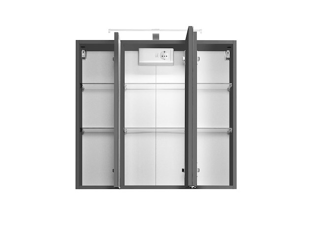 Spiegelkast bobbi 80cm model 2 3 deuren & ledverlichting - grafiet - afbeelding 1 van  3