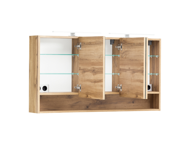 Spiegelkast karan 120cm 3 deuren met verlichting - eik - afbeelding 3 van  7