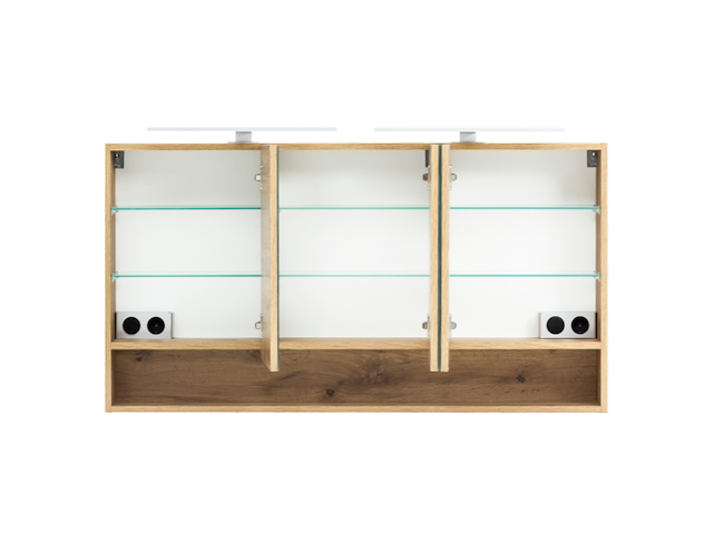 Spiegelkast karan 120cm 3 deuren met verlichting - eik - afbeelding 4 van  7
