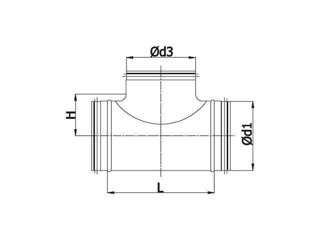 Spiro-safe t-stuk diameter 450 mm - 355 mm - afbeelding 2 van  2