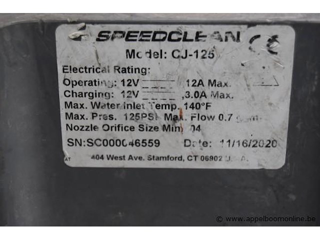 Spoelreinigingssysteem, speedclean, cj-125, 12v, werking niet gekend - afbeelding 2 van  2