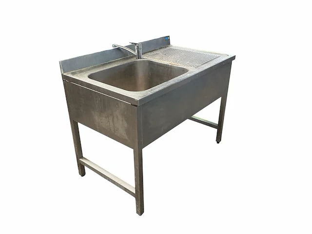 Spoeltafel in rvs met 1 spoelbak aan de linkerkant met mengkraan 120x70x96 cm - afbeelding 5 van  8