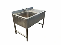 Spoeltafel in rvs met 1 spoelbak aan de linkerkant met mengkraan 120x70x96 cm - afbeelding 6 van  8