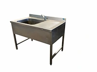 Spoeltafel in rvs met 1 spoelbak aan de linkerkant met mengkraan 120x70x96 cm - afbeelding 8 van  8