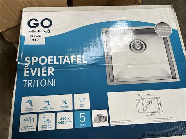 Spoettafel, evier tritoni - afbeelding 1 van  1