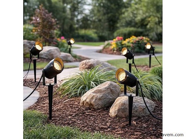 Spot met punt buiten – gu10 – ip54 waterdicht – aluminium – zwart (x6) - afbeelding 1 van  5