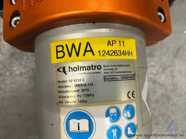 Spreider holmatro sp 4230 c, serienummer 1242634hh, maximale druk 72 mpa, bouwjaar 2015 - afbeelding 2 van  2