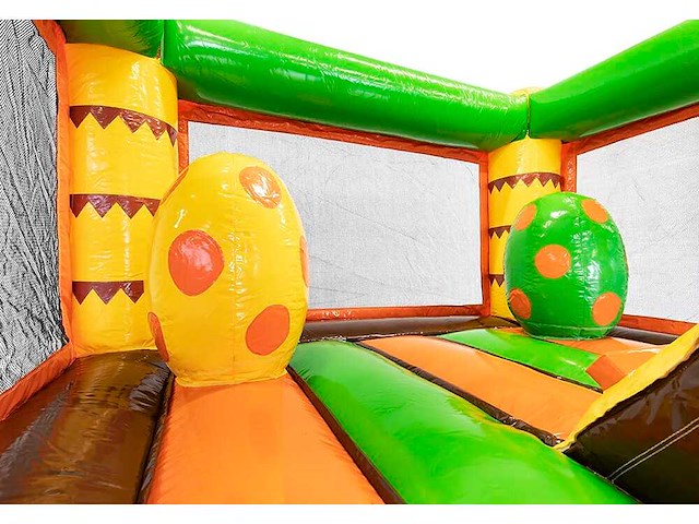 Springkasteel dino met glijbaan - afbeelding 3 van  4