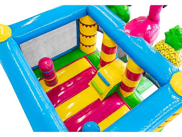 Springkasteel flamingo met glijbaan - afbeelding 3 van  3