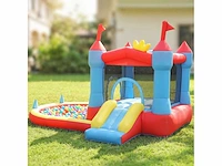 Springkasteel met blazer, opblaasbare speeltuin met glijbanen, trampoline, ballenbad, meerkleurige speeltuin