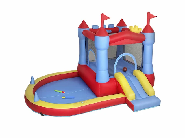 Springkasteel met blazer, opblaasbare speeltuin met glijbanen, trampoline, ballenbad, meerkleurige speeltuin - afbeelding 2 van  5