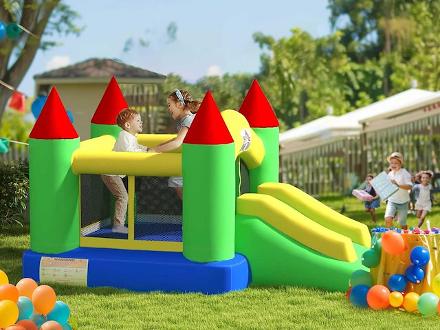 Springkasteel met glijbaan en vangnet, tot 100 kg - afbeelding 1 van  8