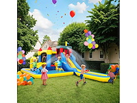 Springkasteel met windtunnel, waterpark, glijbanen, trampoline, klimwand, kanon, basketbalring - afbeelding 1 van  3