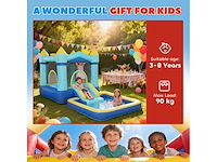 Springkasteel voor kinderen met blazerglijbaan, trampoline, zwembad en basketbalring voor kinderen van 3-8 jaar - afbeelding 3 van  3