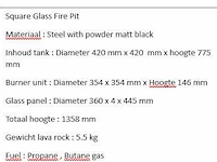 Square glass fire pit - afbeelding 2 van  2