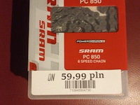 Sram ketting pc 850 114 schakels 6/7/8-speed zilver, versterkte chroompennen - afbeelding 1 van  1