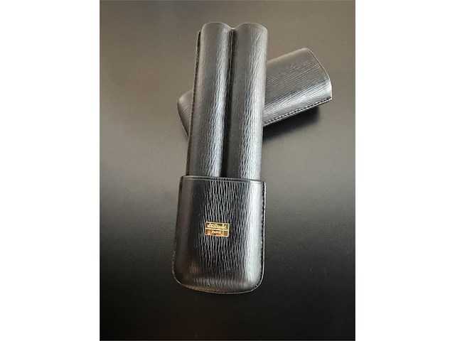 S.t. dupont "fregate" zwart lederen sigaren- / sigarettenetui voor 2 stuks - afbeelding 2 van  6