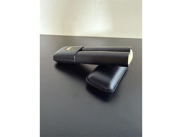 S.t. dupont "fregate" zwart lederen sigaren- / sigarettenetui voor 2 stuks - afbeelding 3 van  6