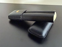 S.t. dupont "fregate" zwart lederen sigaren- / sigarettenetui voor 2 stuks - afbeelding 3 van  6