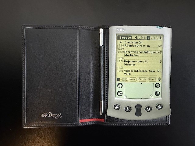 S.t. dupont luxe lederen etui / cover voor palm v / vx met stylus pen - afbeelding 3 van  5