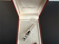 S.t. dupont luxe verzilverde / zilverkleurige dasclip met zwart inlegwerk