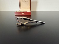 S.t. dupont luxe verzilverde / zilverkleurige dasclip met zwart inlegwerk - afbeelding 3 van  5