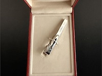 S.t. dupont luxe verzilverde / zilverkleurige dasclip met zwart inlegwerk