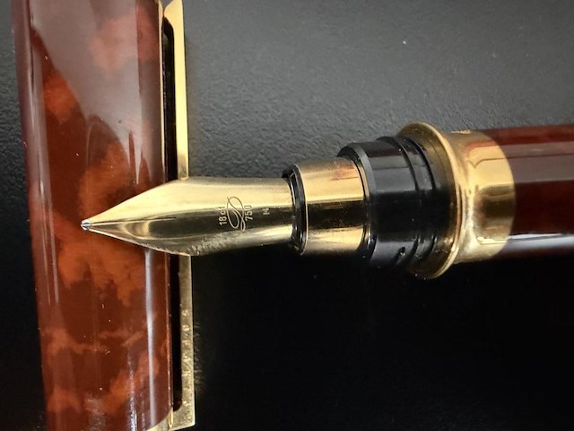 S.t. dupont "montparnasse" vulpen – chinese lak / laque de chine & 18k (750) goud - afbeelding 7 van  10